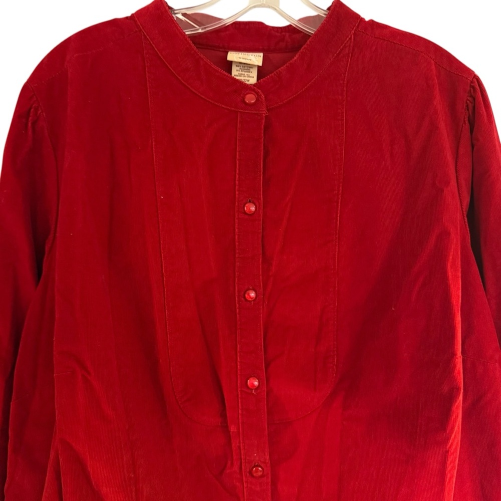 Covington Holiday Red‎ Needlecord Corduroy Button Up Shirt Size 20/22W - Picture 2 of 9